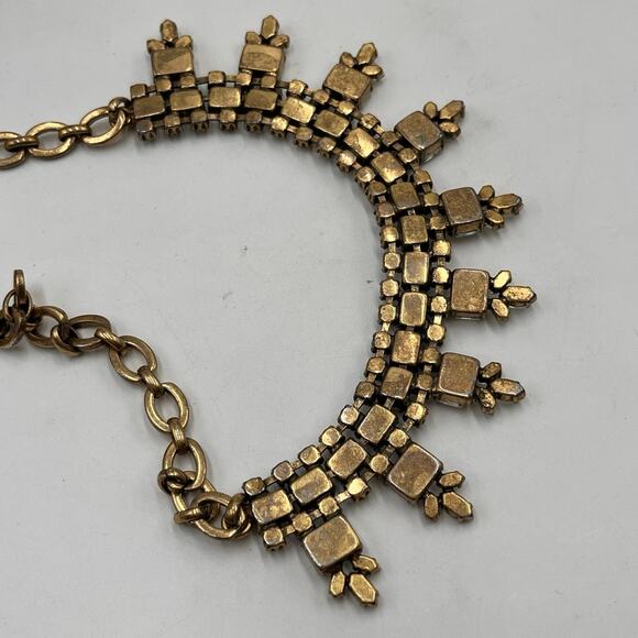 J. crew Sparkling Rhinestone Fancy Bling Statement Gold Ox Necklace - Picture 10 of 10